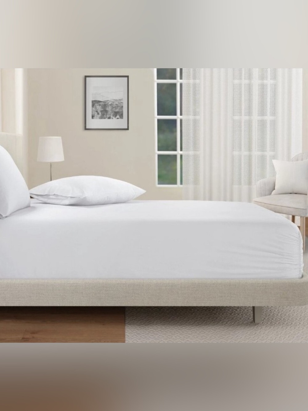 NWT SleepRX Macy's King Sheet Set Bright White Bamboo Cotton Cooling Bedding - Picture 3 of 6